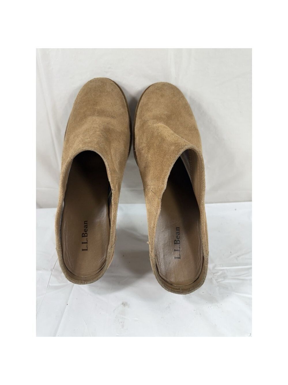 LL Bean Deerfield Mule Slip-Ons Shoes Suede Tan Size 8.5